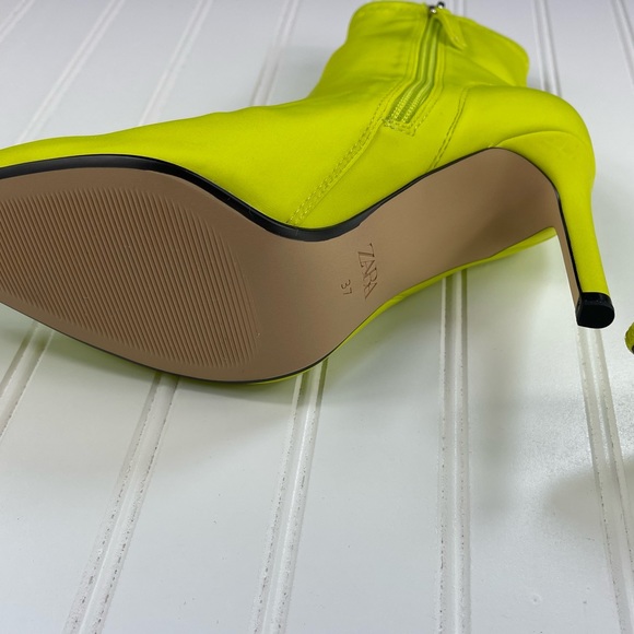 Zara Womens High Heeled Ankle Boots Fabric Yellow EU 37. US 6.5 1144/810 - Picture 11 of 13